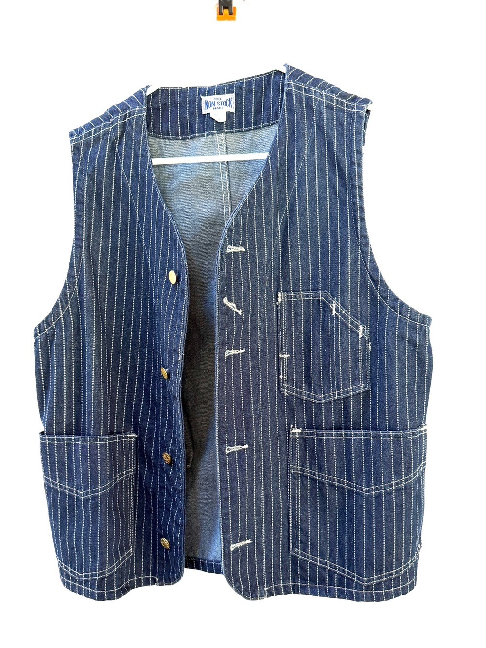 Non Stock Retro 1930s Wabash Railway Blue Denim Work Vest, Size L
